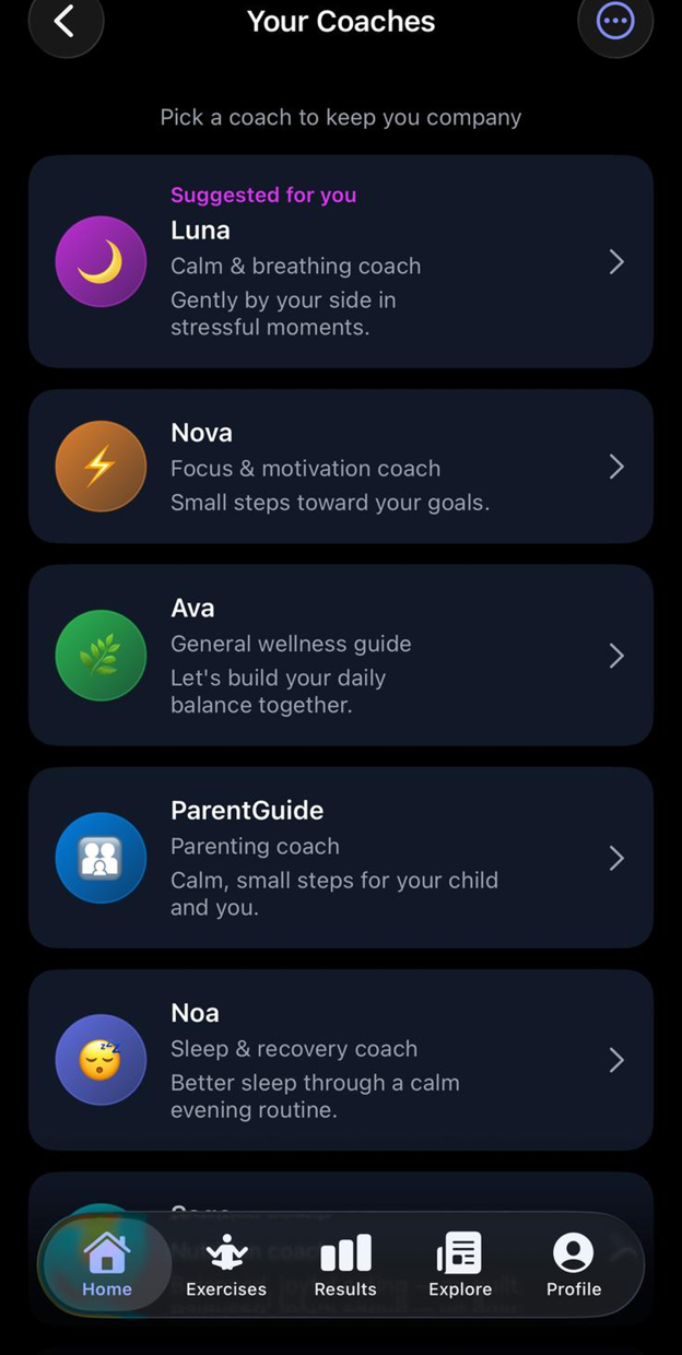 Choosing a coaching voice in EyeZenith