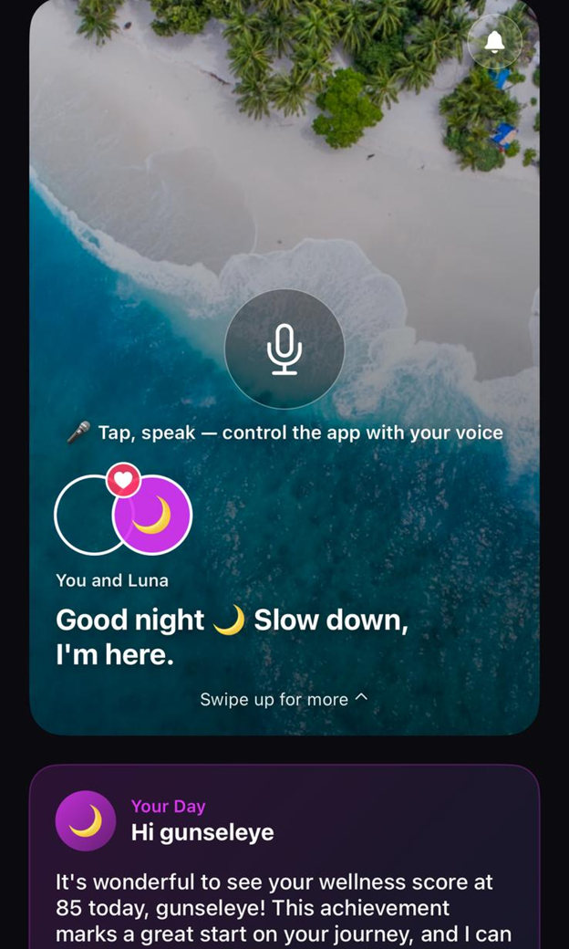 EyeZenith voice control screen